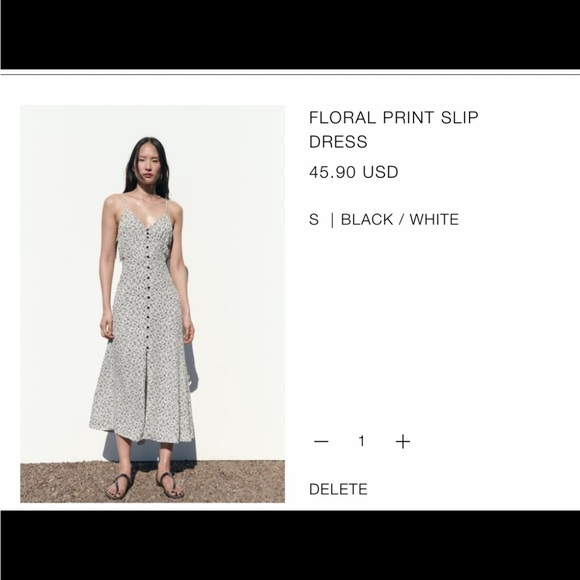 ZARA Floral Print Slip Dress - Picture 2 of 8
